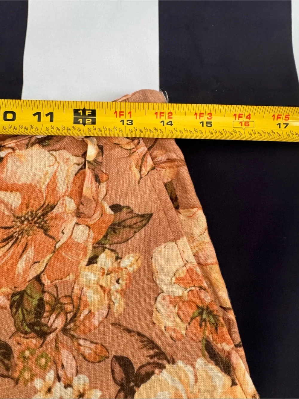 Mango Linen Floral Rust-Orange Midi Skirt